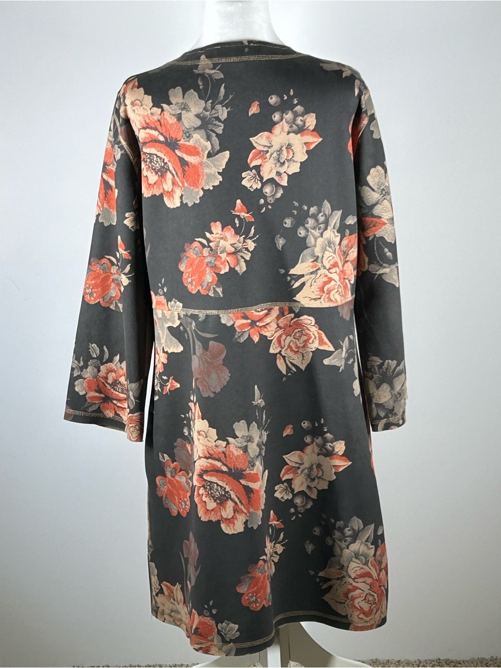 Catherine Malandrino Faux Leather Floral Duster Jacket Kimono Large - Picture 3 of 6